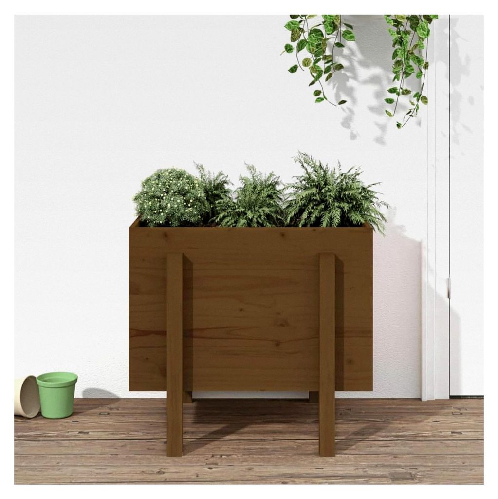 Pflanzkübel Honigbraun 62x50x57 cm Massivholz Kiefer