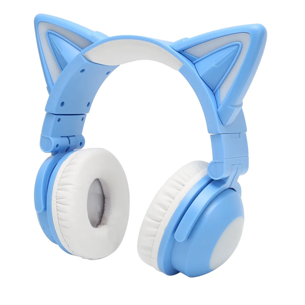 Casque Bluetooth Oreilles de Chat LED Stéréo sans Fil pour Enfants Rose