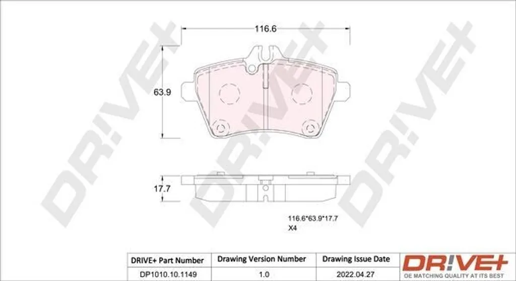 Plaquettes de frein DP1010.10.1149 anti-bruit pour Classe A et Classe B