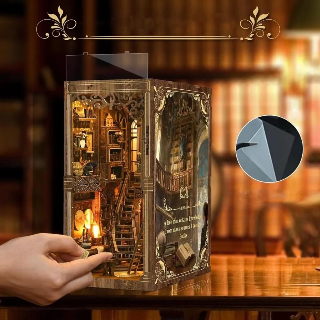 Solution Déco Bibliothèque : Book Nook Kit Miniature Bois Lumineux