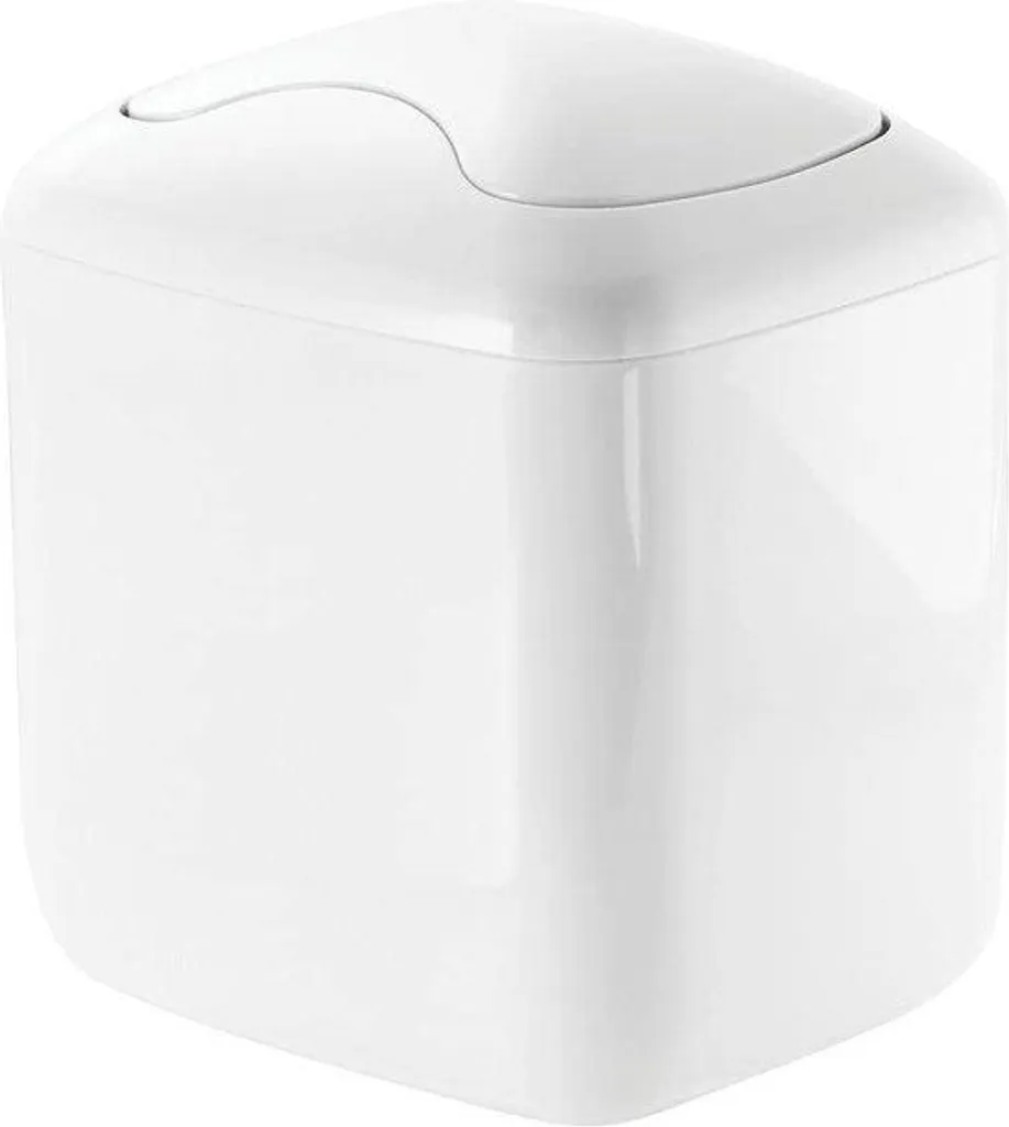 Rangement pour cotons et maquillage en plastique blanc pour salle de bain