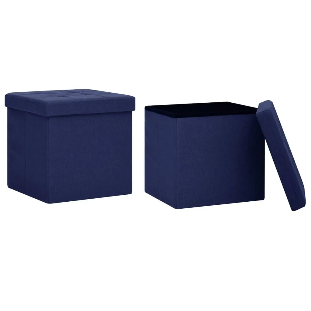 Offerta Set 2 Sgabelli Contenitore Lino Blu | Spazio Extra e Comfort