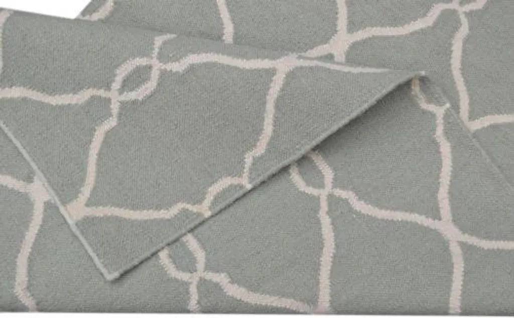 Kelim JP 11058 Vert Clair et Blanc 90x150 cm - Tapis Artisanal Chic