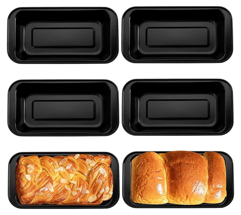 6er Pack Antihaft-Kastenform 10 x 5 Zoll Große Brotbackform Kohlenstoffstahl Toast Backgeschirr für Brownies, Hackbraten, Heimküche, Dessertlade...