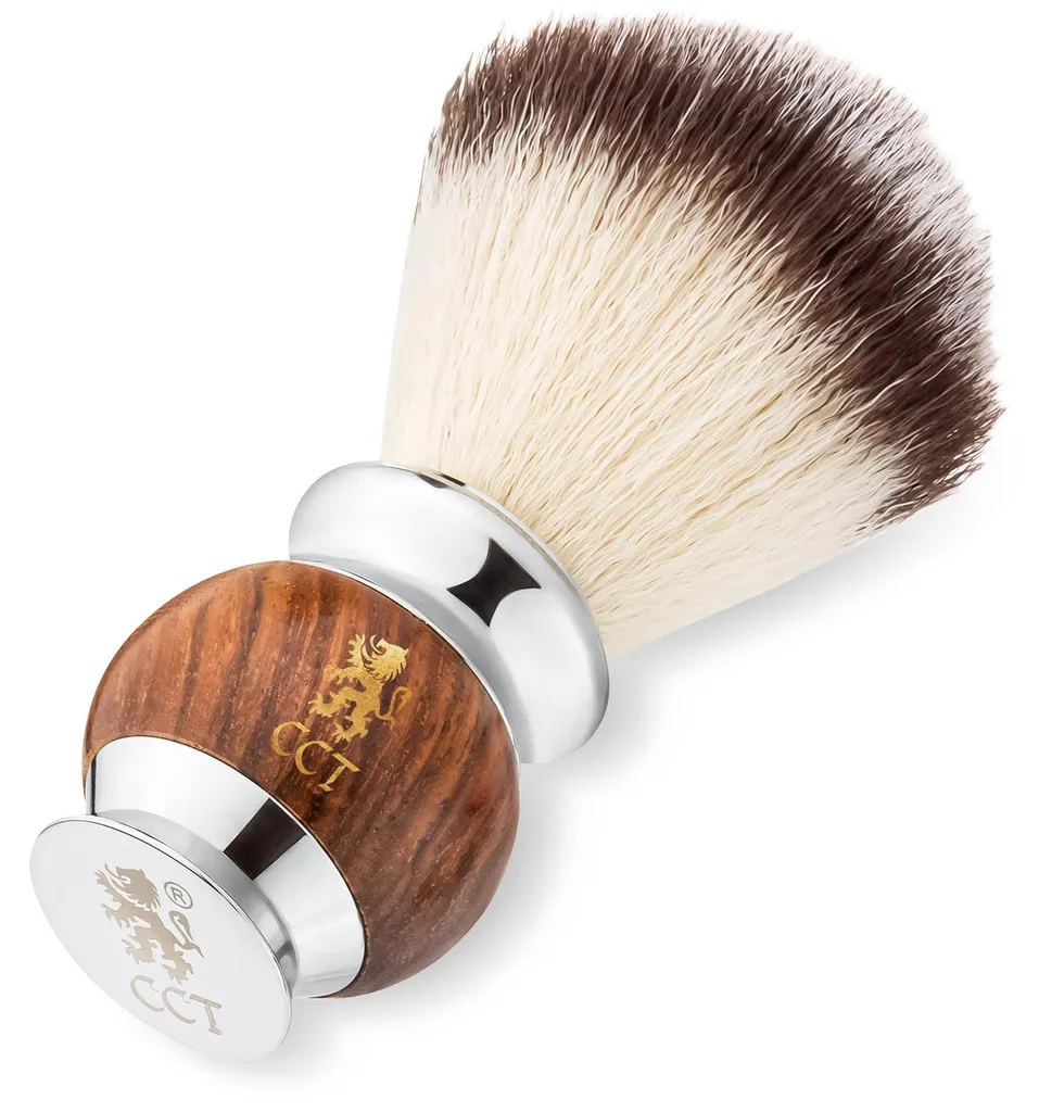 Blaireau Cambridge Cut Throat Premium bois et inox – Poils synthétiques