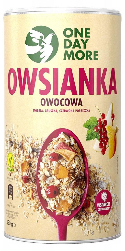OneDayMore | Fruchtige Haferflocken Frühstück Porridge | ballaststoffreich mit Aprikose, Birne, Johannisbeere, Beta-Glucanen, vegan 450 g