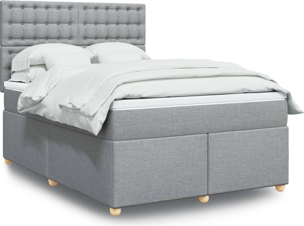 Maison Exclusive - Boxspringbett mit Matratze Hellgrau 160x200 cm Stoff