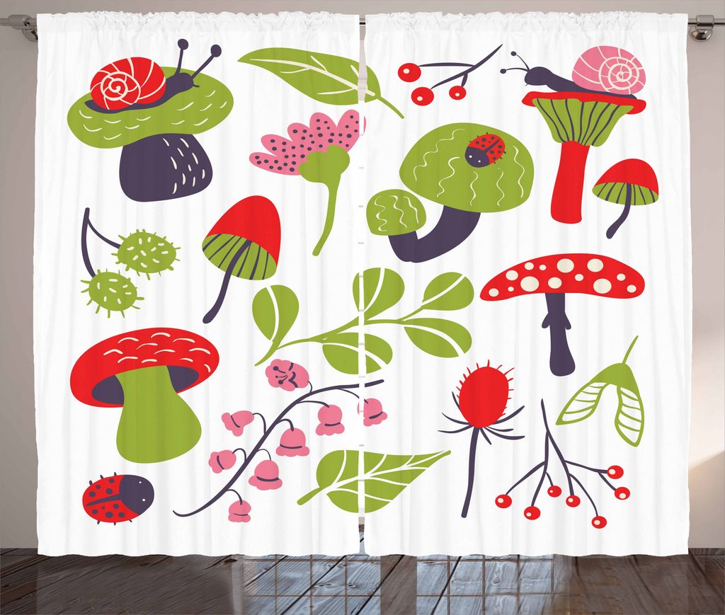 ABAKUHAUS Natur Rustikaler Vorhang, Wald Thistle Lilien, Wohnzimmer Universalband Gardinen mit Schlaufen und Haken, 280 x 175 cm, Vermilion Aubergi...