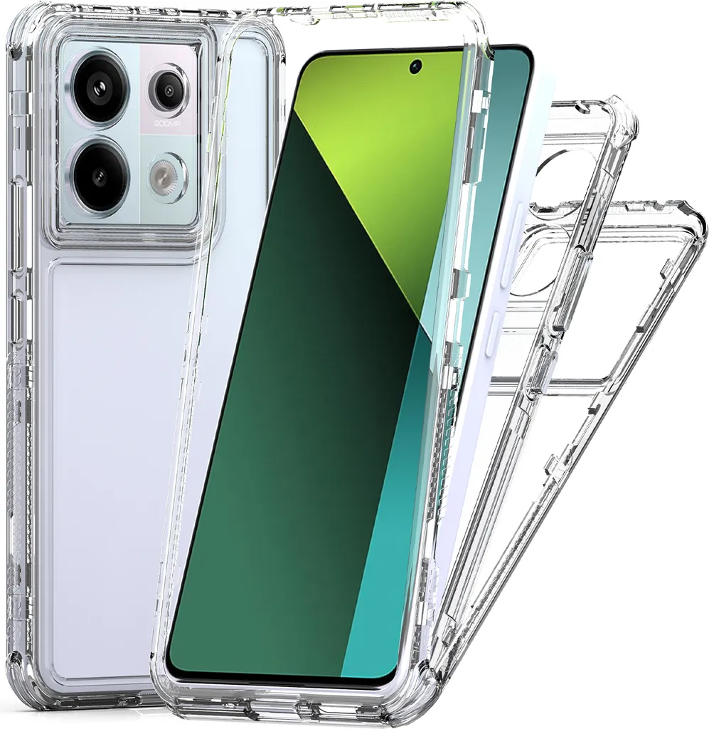 Custodia trasparente per Xiaomi Redmi Note 13 Pro 5G, Custodia ibrida antiurto in TPU e PC trasparente