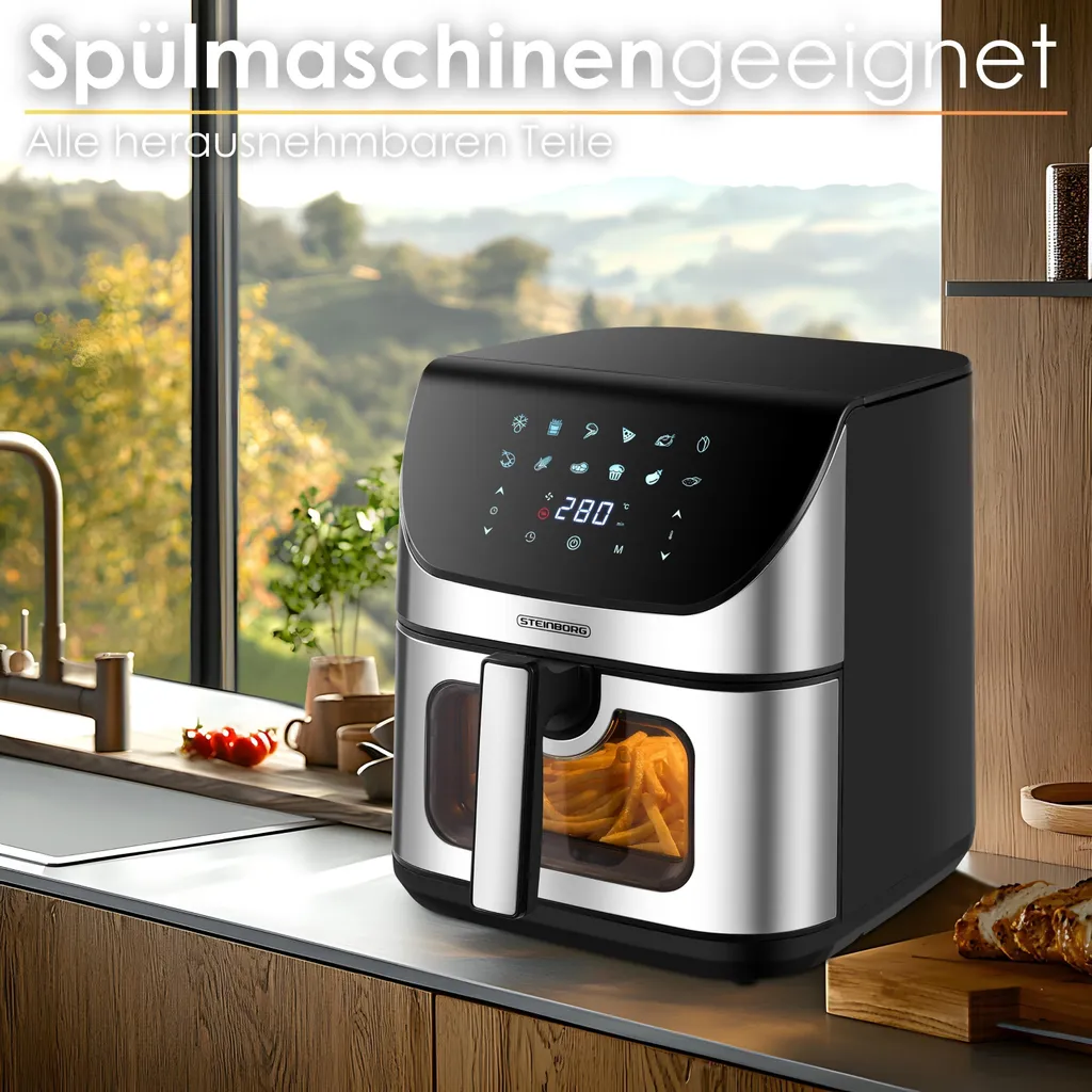 Steinborg Air Fryer 8L 4-in-1 | Friggitrice Aria Professionale Inox - 6