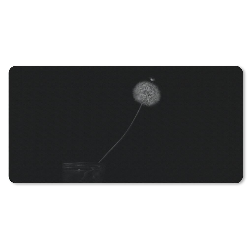MuchoWow Mauspad Mousepad Blumen - Löwenzahn - Samen - Schwarz - Weiß 60x30 cm - Mousepads - Maus Mat - Pad - Mausunterlage - Nachhaltig