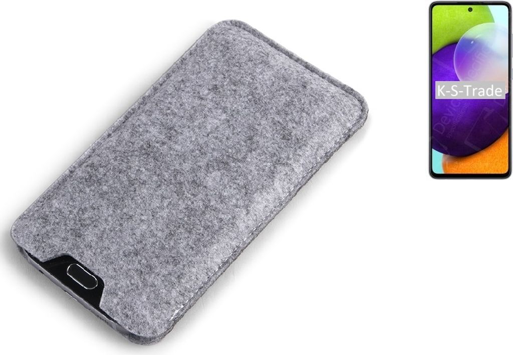 K-S-Trade Filz Handyhülle kompatibel mit Samsung Galaxy A52 Schutzhülle Filztasche Filz Tasche Case Sleeve Handy Hülle Filzhülle grau