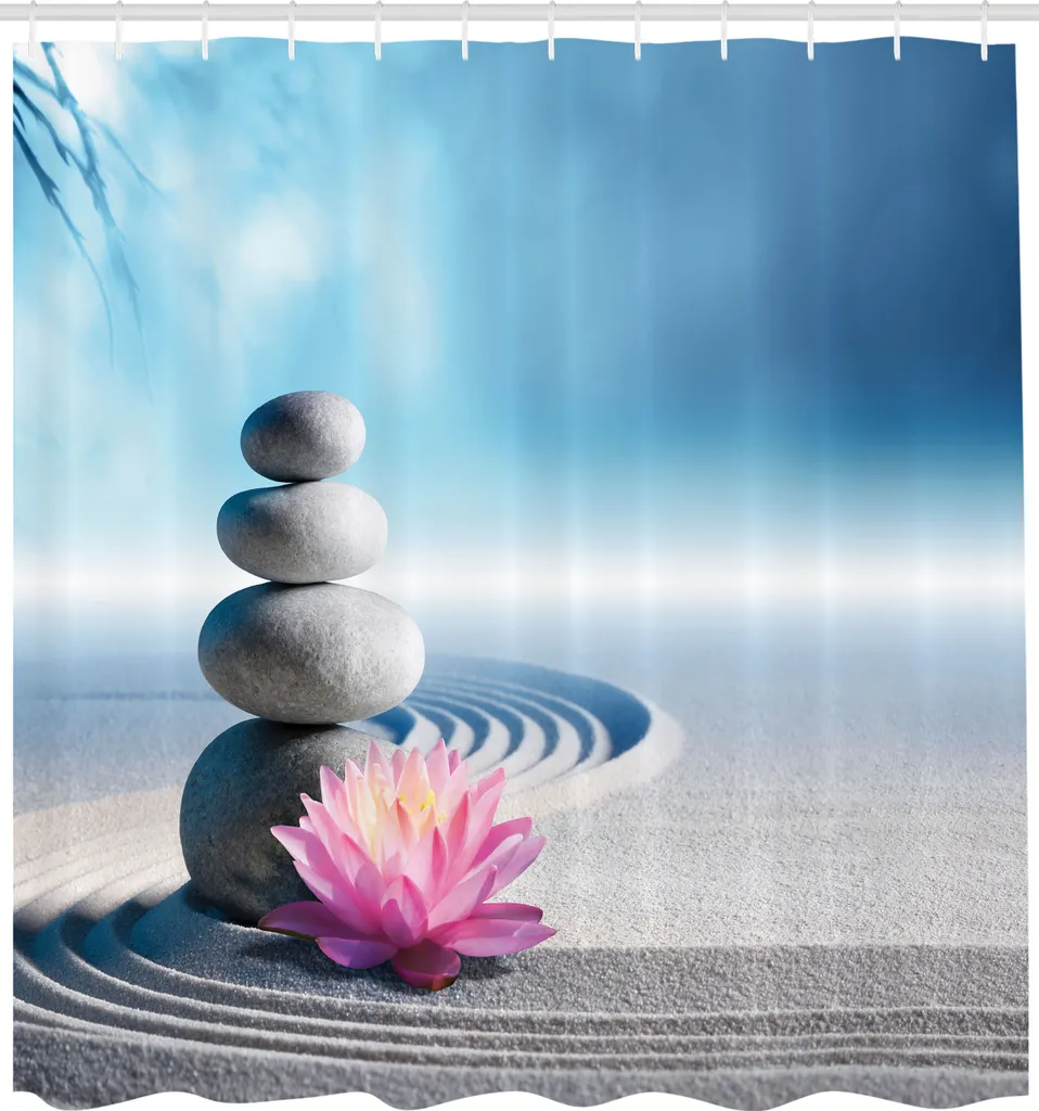 ABAKUHAUS Tenda Doccia Spa 175x200 - Zen Loto e Pietre Meditazione