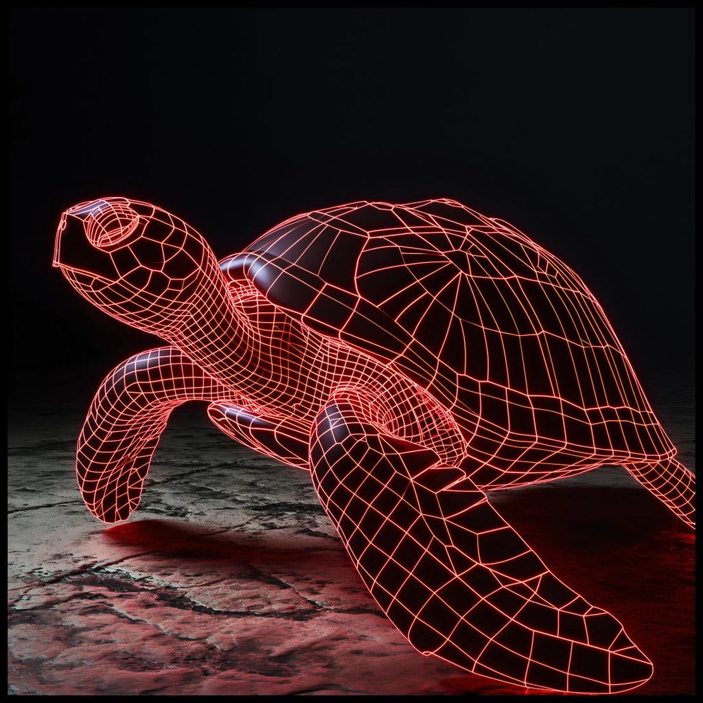 Plakat 90x90cm Neon-Schildkröte