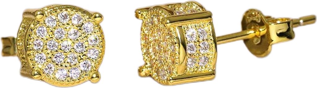 1 Paar Ohrstecker, geometrischer Zirkonia-Schmuck, funkelnde Vintage-Ohrringe für Hochzeit-Golden