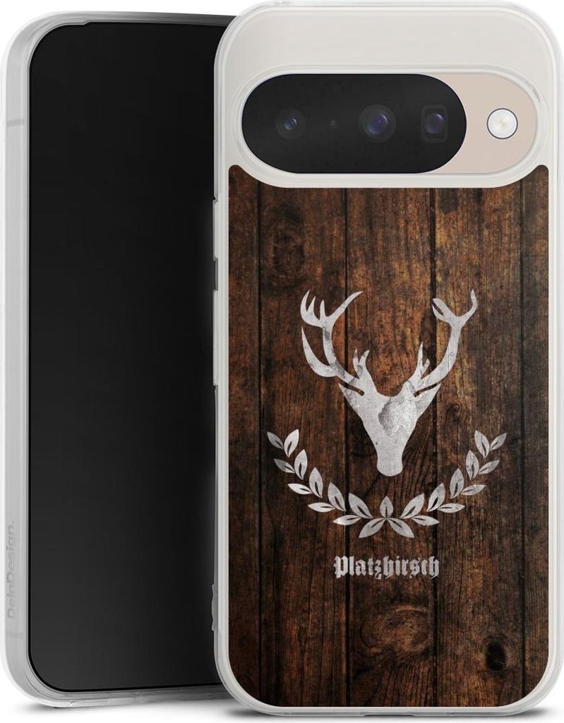 DeinDesign Handyhülle für Google Pixel 10 Silikon Hülle Case Smartphone Schutzhülle Hirsch Holz Holzoptik