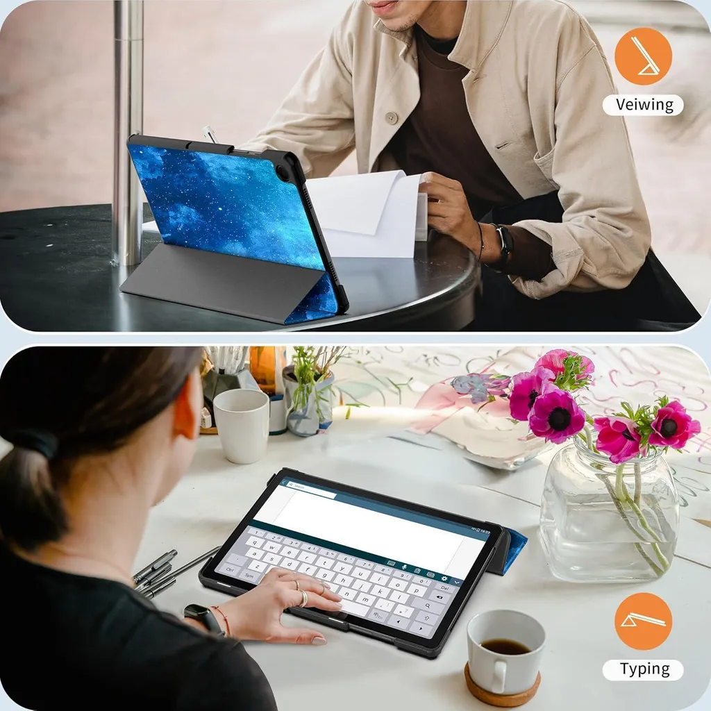 Housse Samsung Tab A9+ avec Support Ajustable en Polyuréthane Bleu 11''
