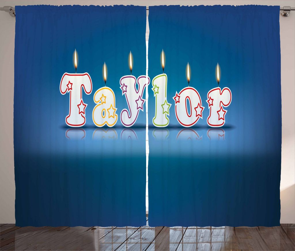 ABAKUHAUS Taylor Rustikaler Vorhang, Feier-Kerze-Schriftart, Wohnzimmer Universalband Gardinen mit Schlaufen und Haken, 280 x 225 cm, Mehrfarbig un...