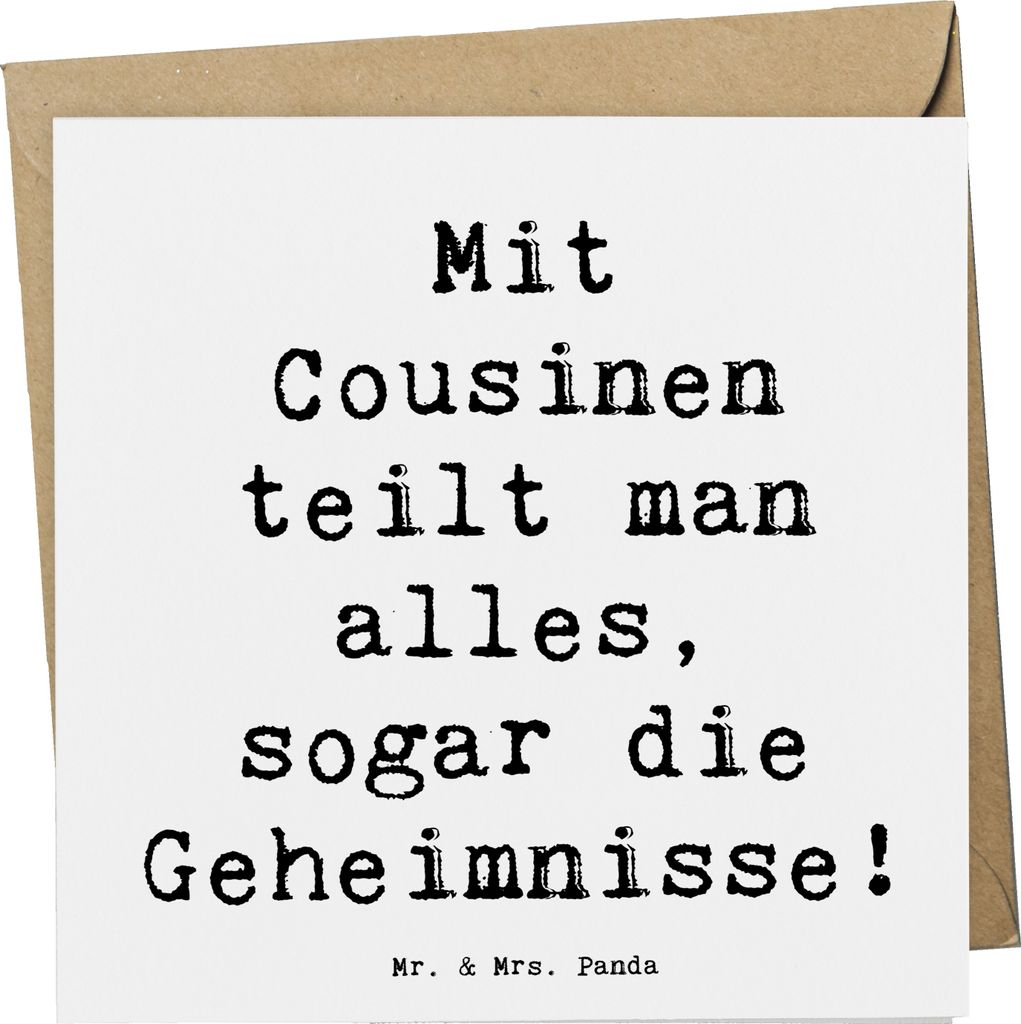 Mr. & Mrs. Panda Grußkarte Spruch Cousine Geheimnisse - Weiß - Geschenk, beste Freundin, Erinnerungen, Verwandte, Bindung, doppelkarte, Familienb...