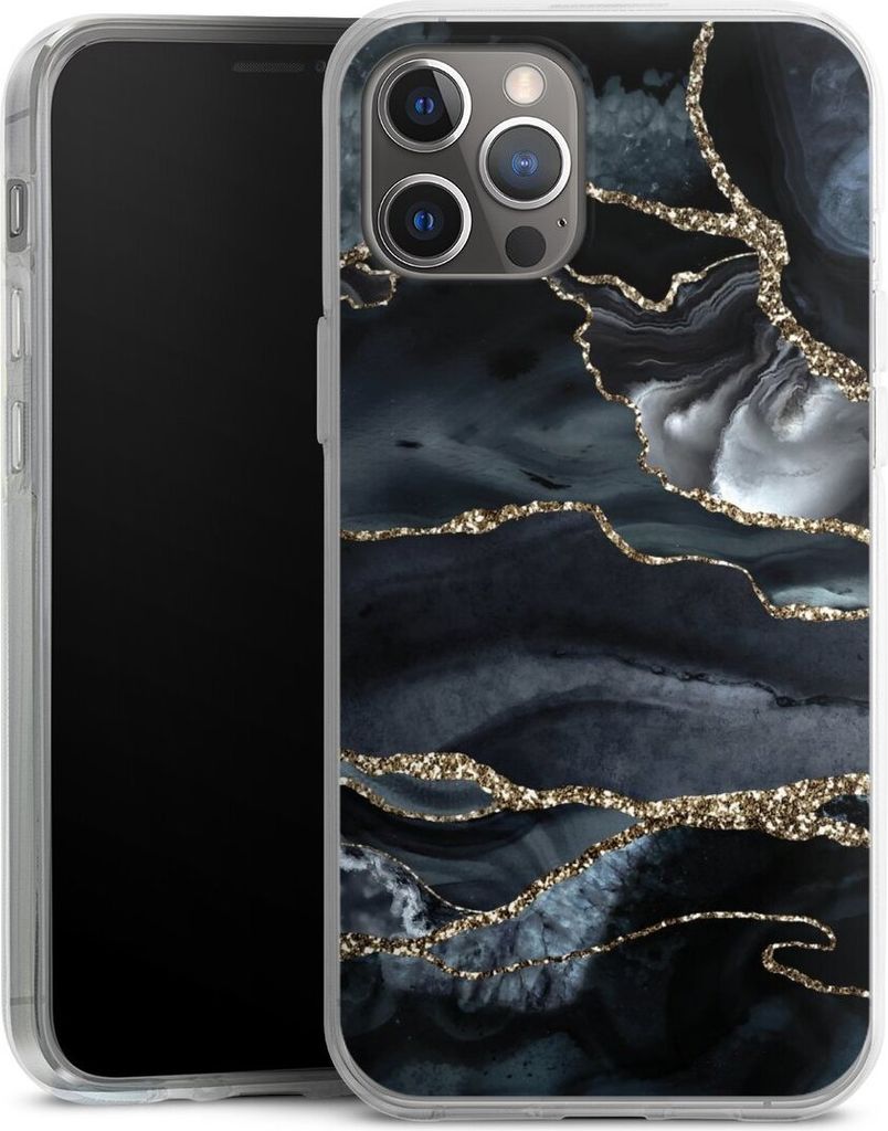 DeinDesign Handyhülle für Apple iPhone 12 Pro Max Silikon Hülle Case Smartphone Schutzhülle Glitzer Look Marmor Trends