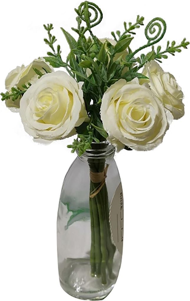 Kunstblume Rosenstrauß in Vase Flora