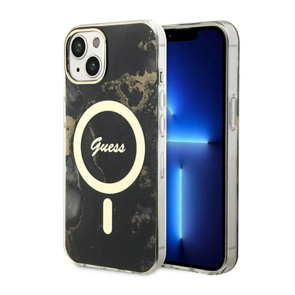 Guess Guhmp14Shtmrsk iPhone 14 15 13 Case MagSafe Marble Gold