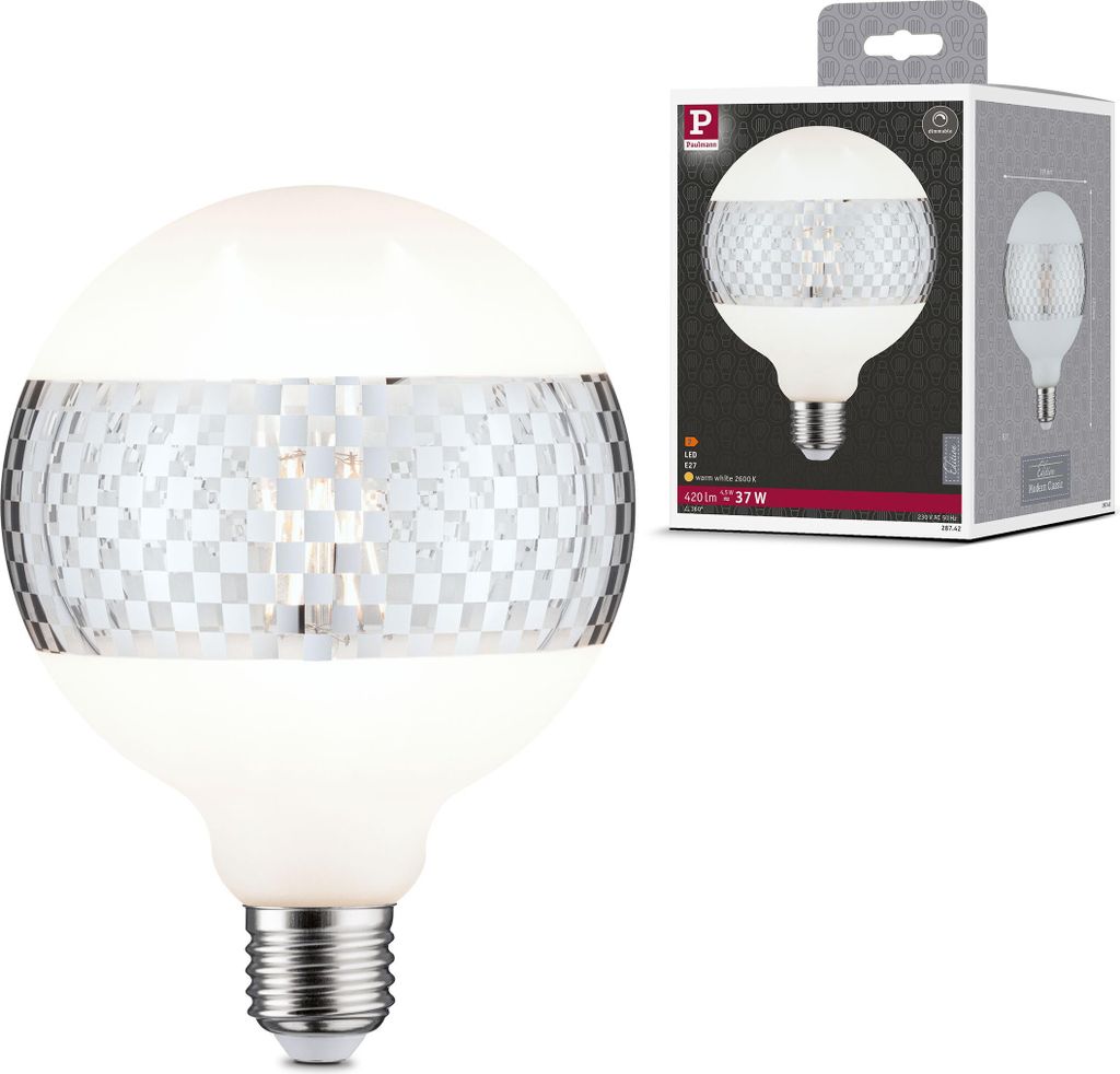 Paulmann LED G125 Ringspiegel Silber glanz kariert E27