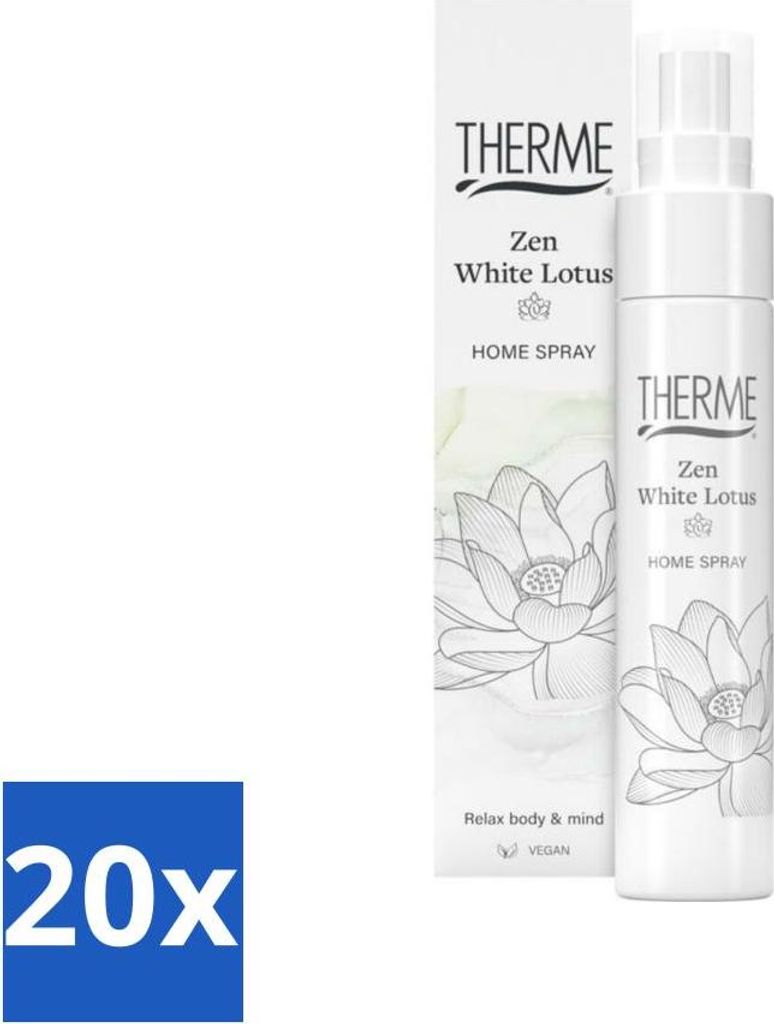 Therme – Zen White Lotus – Raumspray – Langanhaltender Duft – Aromatisch – 60 ml - Vorteilspack - 20 Stücke