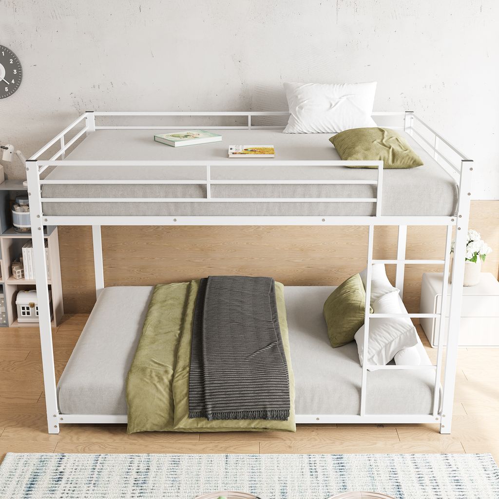 MODFU Etagenbett Kinderbett 140x200cm mit Leiter, Hochbett mit Rausfallschutz, Metallbett Eisenbett Stockbett mit Metallrahmen, Jugendbett Bettgest...