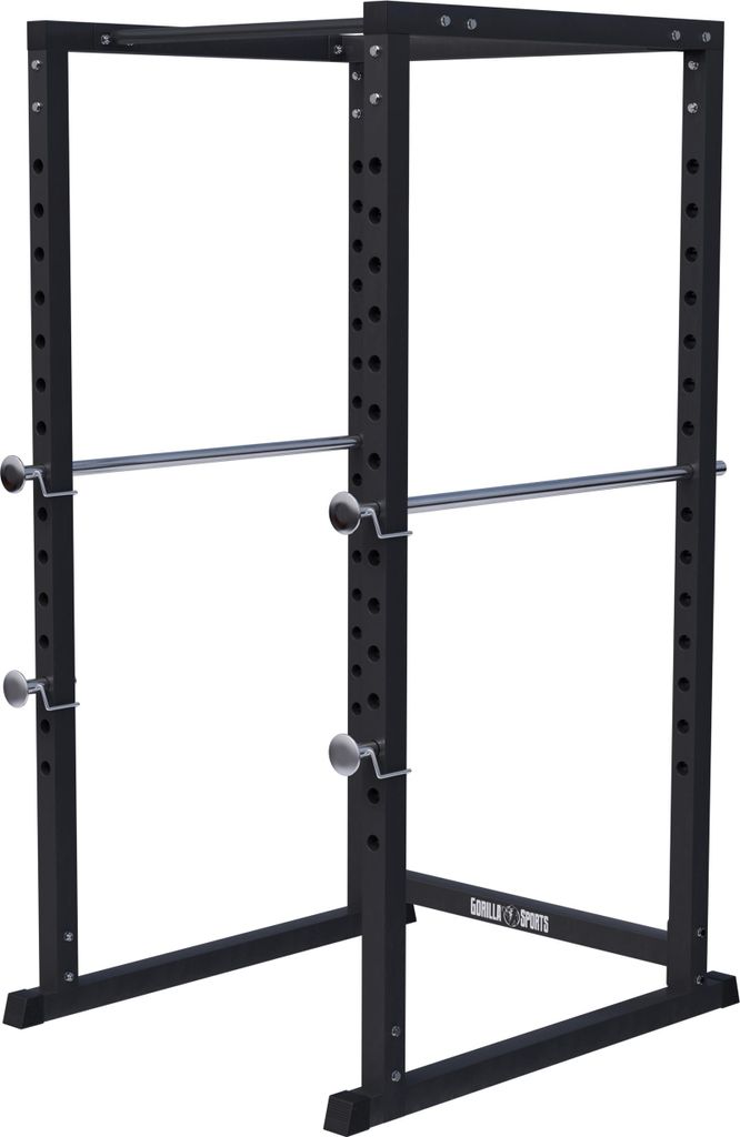 GORILLA SPORTS Power Rack - 15-fach Verstellbar, Klimmzugstange, Hantelablage, Stahl - Power Cage, Squat Rack, Kraftstation, Fitnessstation