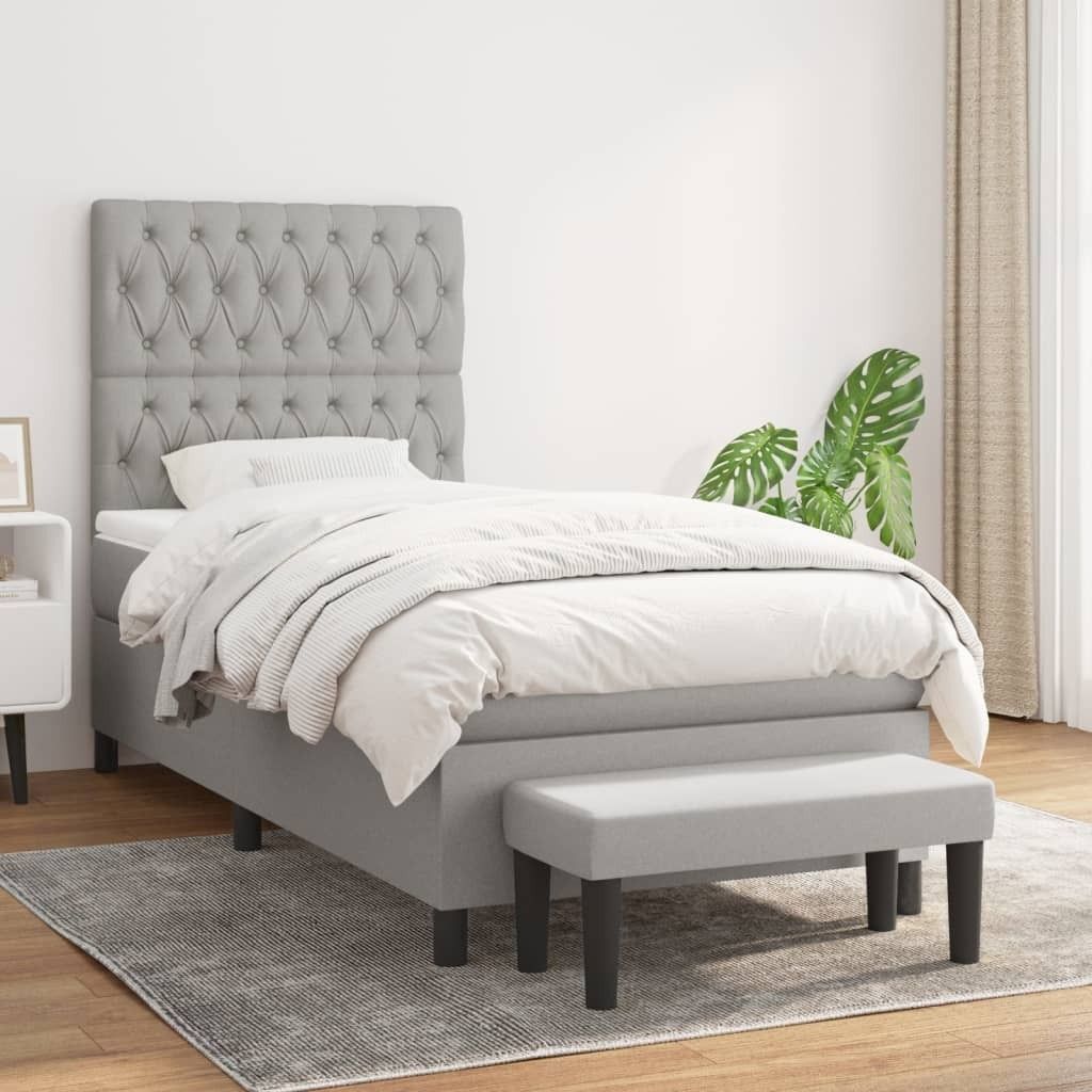 "2026 Promotion" Boxspringbett mit Matratze - Hellgrau 90x200 cm - Stoff - Polsterbett CC7810