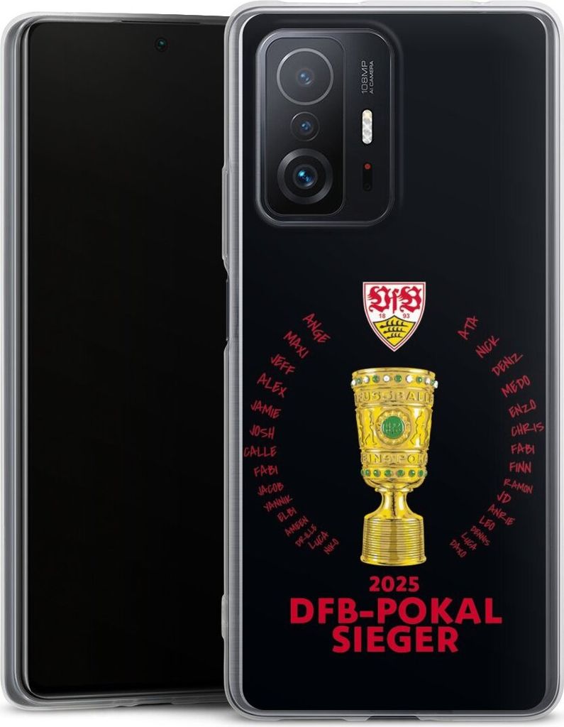 DeinDesign Slim Hülle für Xiaomi 11T Pro 5G Silikon Case Ultra Dünn Handyhülle Offizielles Lizenzprodukt Pokal VfB Stuttgart