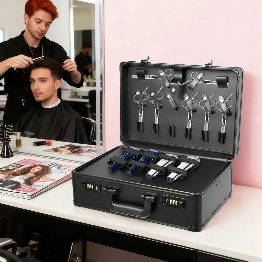 Valise de coiffure professionnelle à compartiments et serrure à code