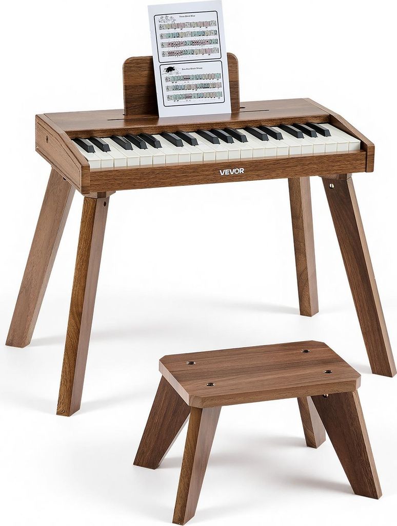 VEVOR Kinder Keyboard, 37 Tasten, Digitalpiano aus Holz für Kinder ab 3 Jahren, Mini-Musikinstrument-Spielzeugset mit Hocker, Realistischem Klang,...