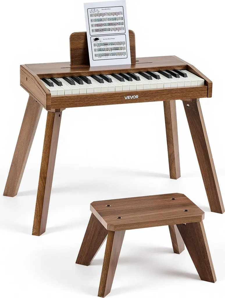 Piano numérique enfant VEVOR en bois de noyer à 37 touches avec tabouret