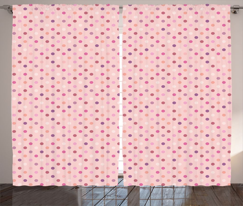 ABAKUHAUS Bunt Rustikaler Vorhang, Romantisches Tupfen, Wohnzimmer Universalband Gardinen mit Schlaufen und Haken, 280 x 245 cm, Pink Lila