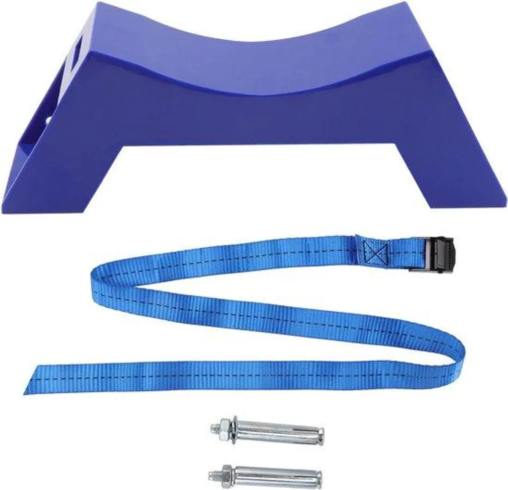 Fixation murale bouteille de gaz bleue avec sangle de maintien nylon