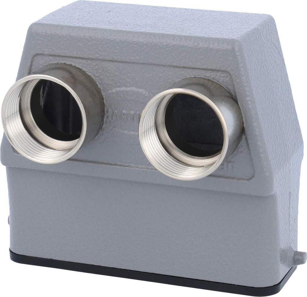 HARTING Han 16A Tüllengehäuse hoch, 2xPG16 Front Kabelabgang, für 1 Bügel (am Unterteil) Verschraubung PG16