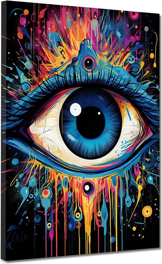 Pop Art Blaues Auge Leinwandbild Wandbild Kunstdruck XL Wanddeko: 60x80x2cm