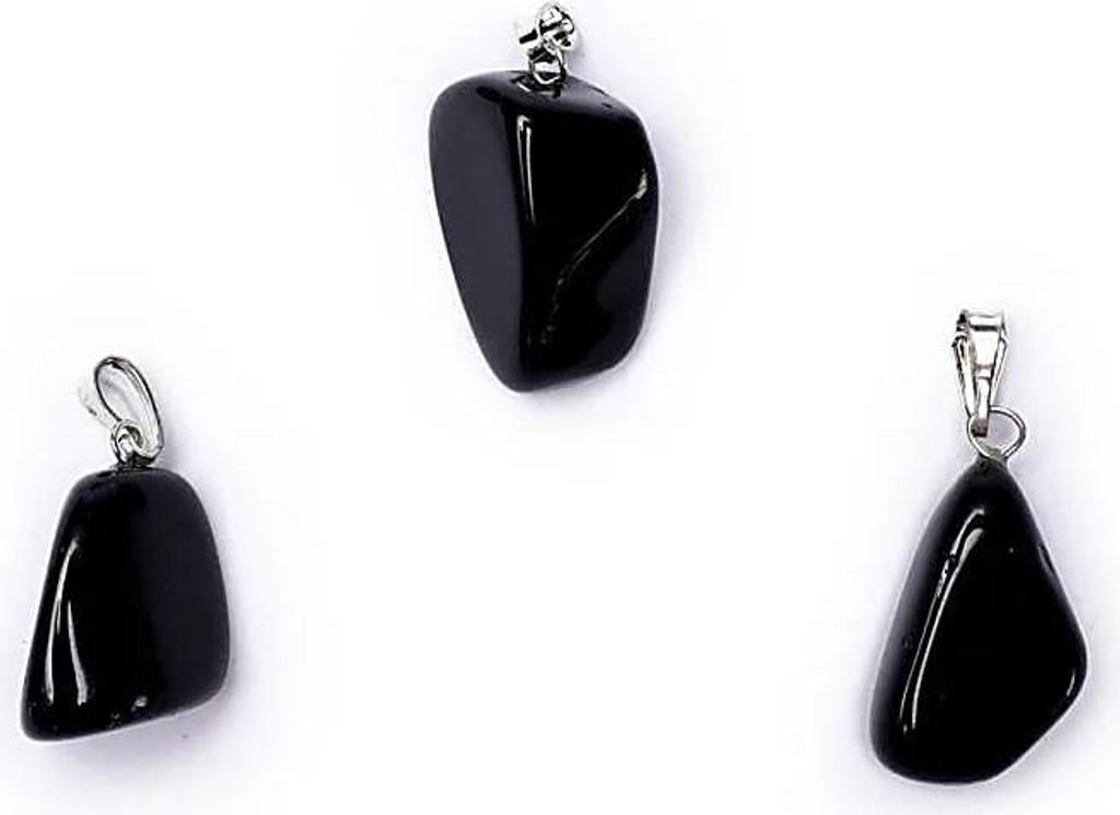 Räucher Set Scharzer Obsidian Edelstein Anhänger Öse eingesteckt -- ±1-2.5 cm +
