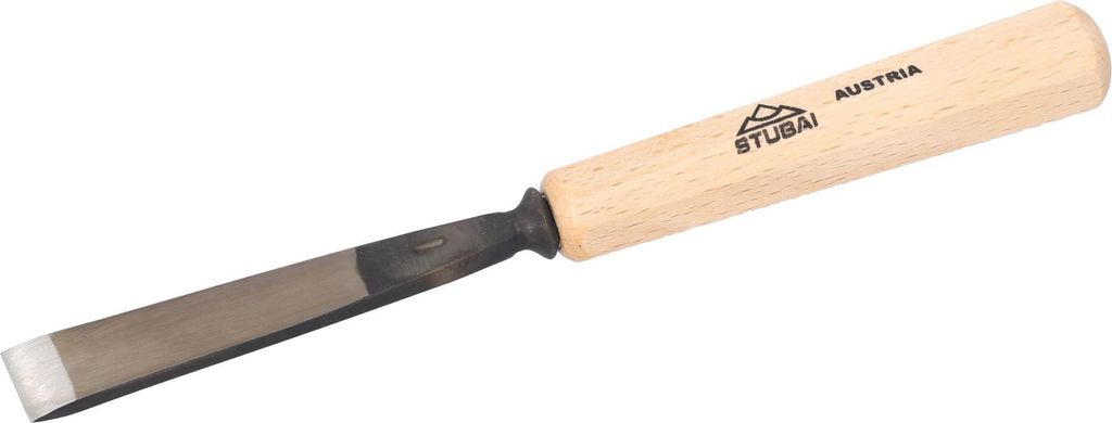 STUBAI Stemmeisen Stechbeitel Serie 52 - Form 1 | Gerades Balleisen 20 mm, mit Holzgriff, für glatte Flächen, zum Vorstechen, Kerb- und Reliefsch...