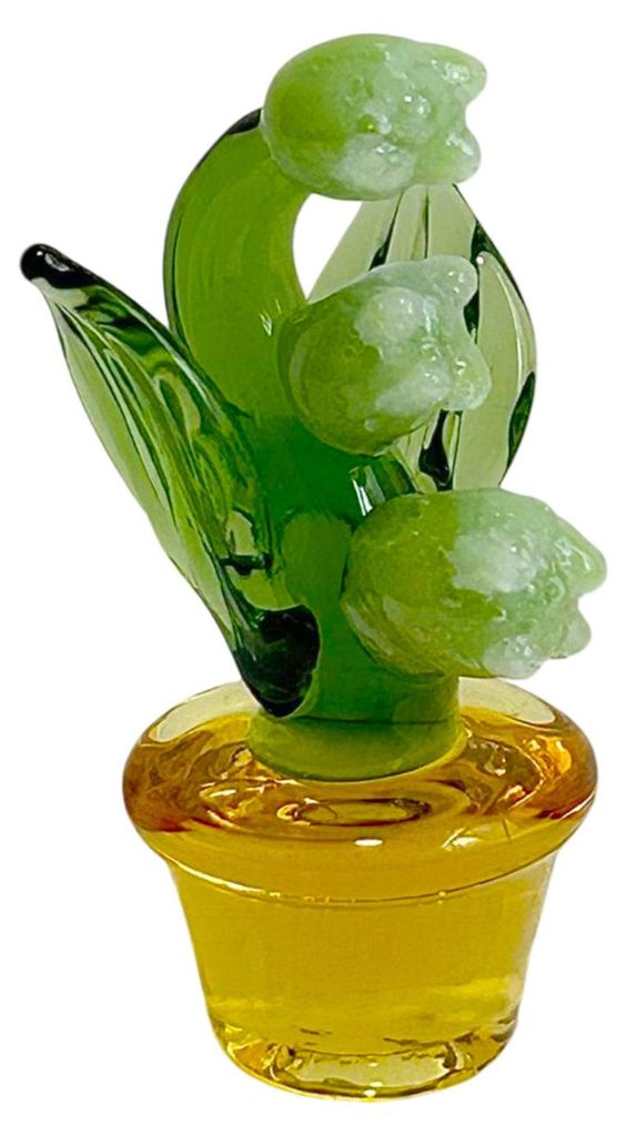 Mini-Maiglöckchen aus Glas mit Topf, mundgeblasene Kristallimitat-Blumenfigur, ideal als Tischdekoration zum Muttertag oder Geburtstag.