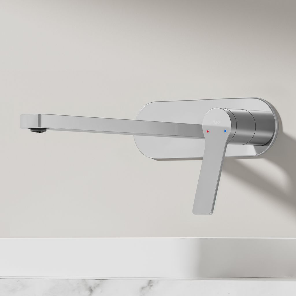 EMKE Wasserhahn Badarmatur 288x210x70mm Einhebel Mischbatterie, Warm und Kalt Waschbecken Armatur, Wandmontiert Waschtischarmatur - Chrom