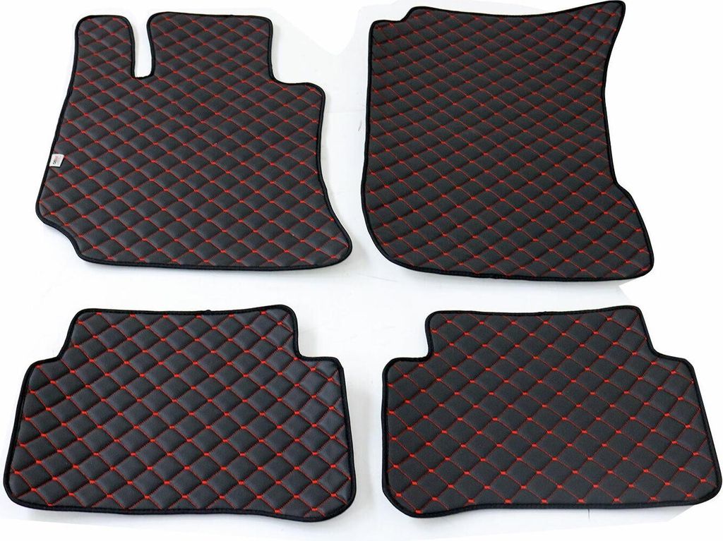 Fußmatten Leder Automatten für Mercedes E Klasse W212 2010-2015 Schwarz Rot