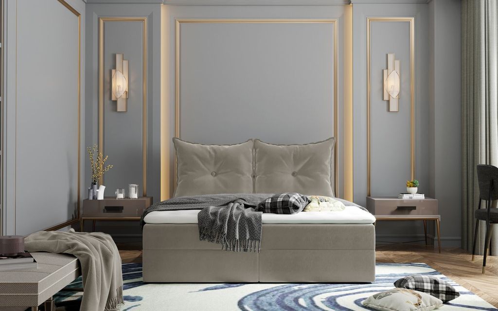Boxspringbett PINELOPI – 200x200, Hellgrau