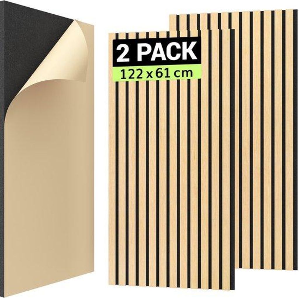 Tonor Eichenholz Wandpaneel 122 x 61 cm, Selbstklebend, 3D Holz, Eiche, Duo Pack