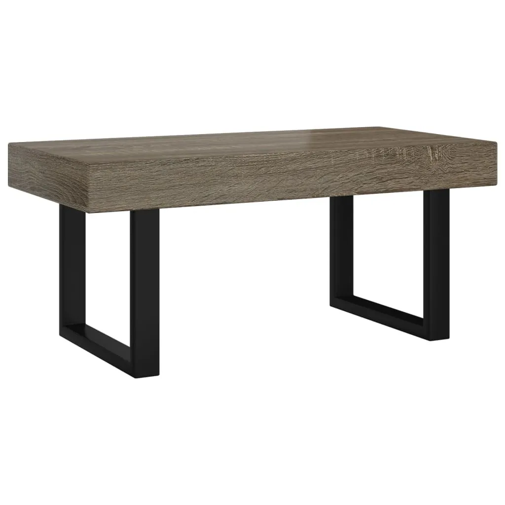 Tavolino grigio e nero 90x45x40 cm MDF e ferro