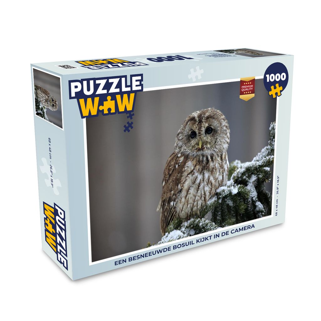 MuchoWow Puzzle 1000 Teile Ein Schneekauz schaut in die Kamera - Erwachsene - Rätsel