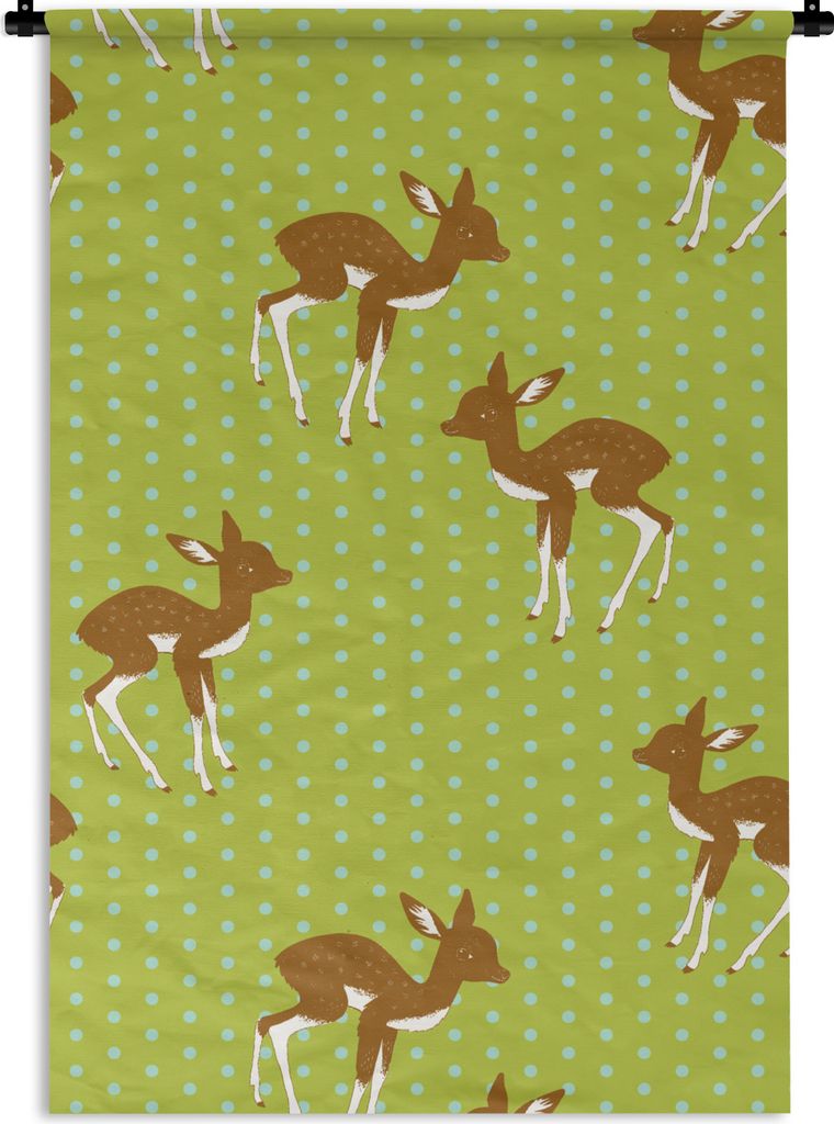 MuchoWow Wandteppich Wandbehang Muster - Hirsche - Punkte 60x90 cm Tapisserie Dekoration Wandtuch - Foto-Teppich - Abwaschbar