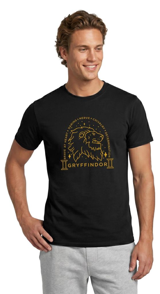 Spreadshirt Harry Potter Gryffindor Löwe Männer T-Shirt, 3XL, Schwarz